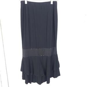 Vintage Skirt Womens Medium Maxi Layered Witchy Goth Drop Waist Band Stretchy